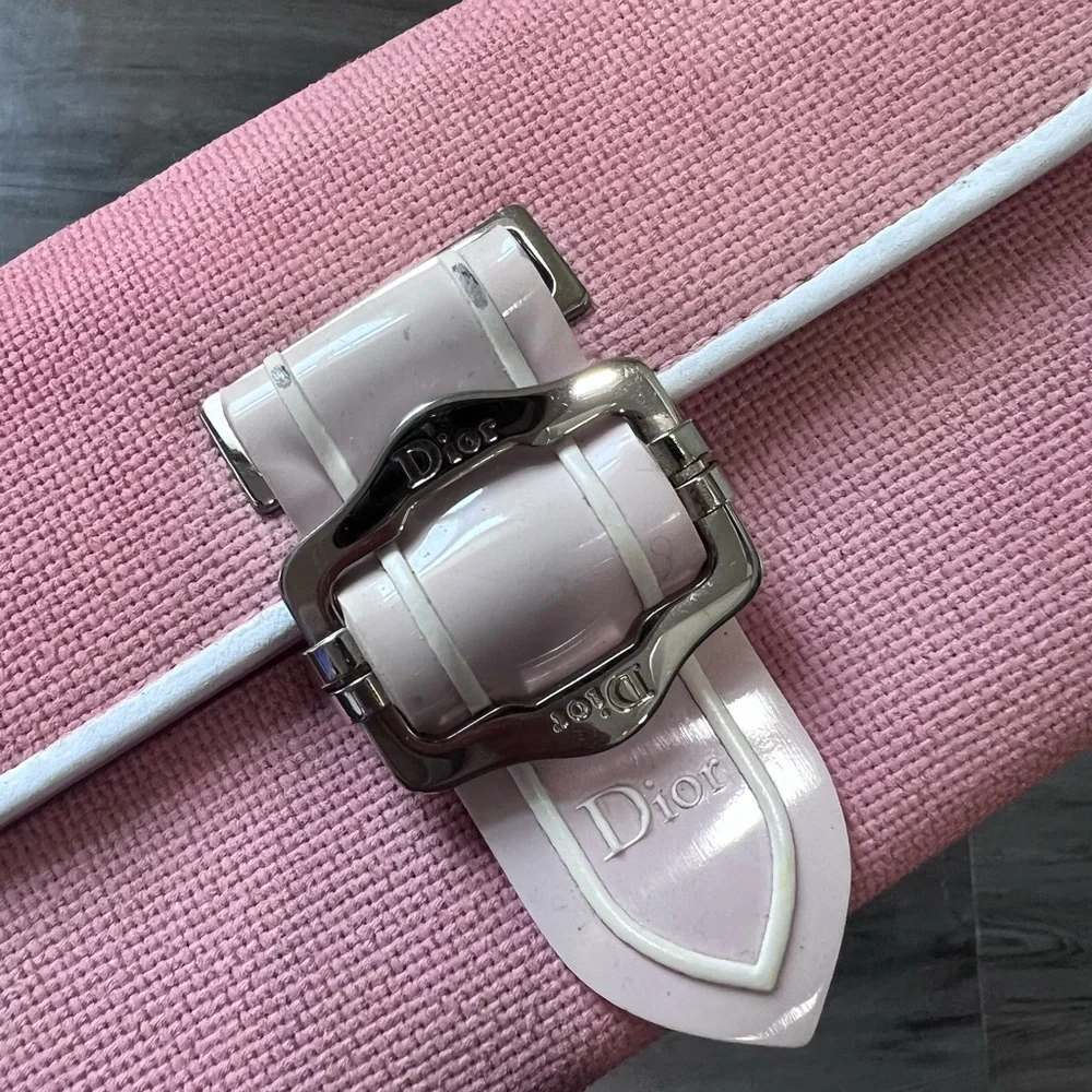Vintage Dior Pink and White wallet with Buckle